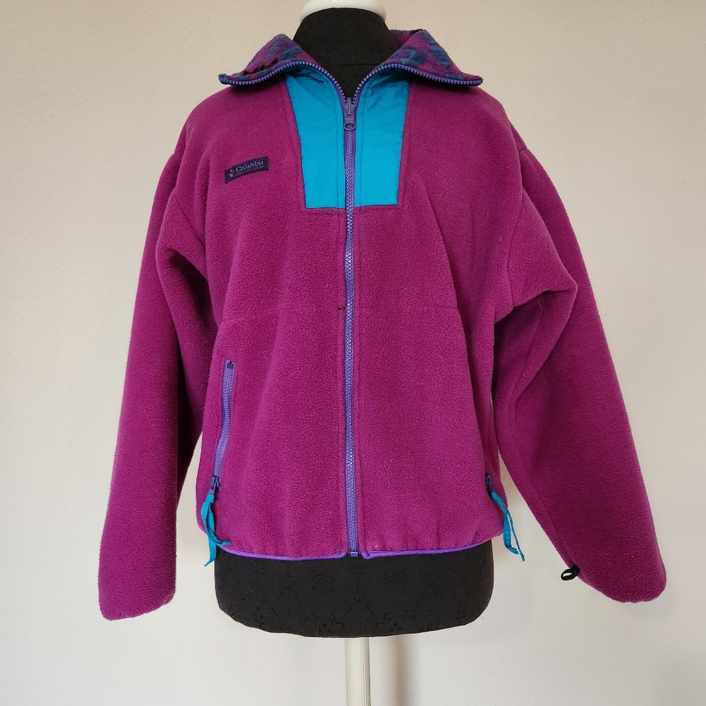 Columbia Vintage 90's Color Block Zipped Fleece Women's M